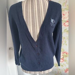 Super cute cable knit cardigan for the Grizzlies fan.